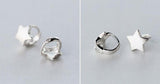925 Sterling Silver Star Huggie Hoop Earrings 11mm