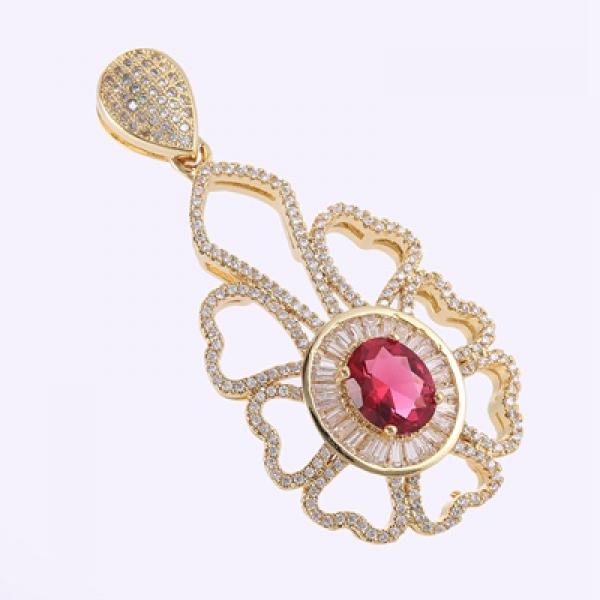 Round Flower Crystal Pendants for Jewelry Making
