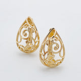 Vintage Rose 18K Filled Dangle Earrings Hollow Carved Wedding Party Jewelry