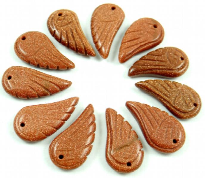 Natural Stone Wings Pendant for DIY Necklace A19