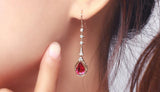 18K Rose Ruby Drop Earrings for Women Delicate Wedding Fine Jewelry