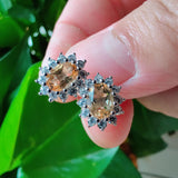 Agate Gemstone Stud Earrings 925 Silver Weeding Jewelry