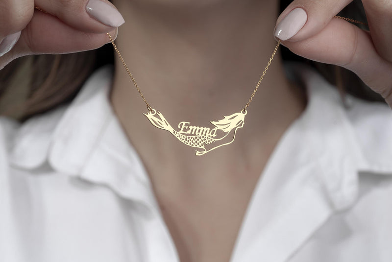 Personalized Mermaid Necklace - Name Necklace - Stainless Steel