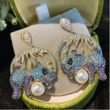 Cartoon Panda Holding Pearl Earrings S925 Silver Needle