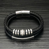 Stainless Steel Magnetic Buckle Leather Couple Bracelet
