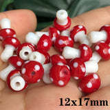 Red Mushroom Lampwork Glass Beads for DIY Jewelry Making Earring