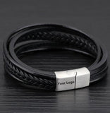 Bestxy Logo Braided Leather Bracelet For Men