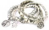 Rose Flower Glass Beads Bracelet with Charms - Women Bracelet