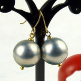 Grey Silver South Sea Shell Pearls Beads Earring