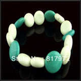 5pcs Howlite Bead Green Bangle Bracelet Elasticity Adjustable Party Charm