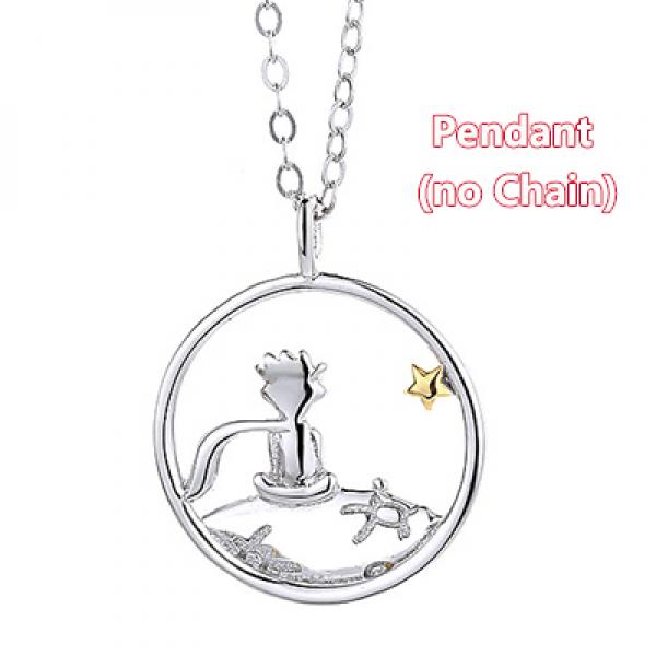 925 Silver Couple Pendant Little Prince With Fox Necklace