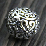 925 Silver Hollow Spacer Beads Charm Ball Bracelet Jewelry Findings