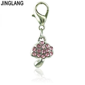 12Pcs/Lot Mushroom Rhinestone Charms Dangle Lobster Clasp DIY Jewelry Making