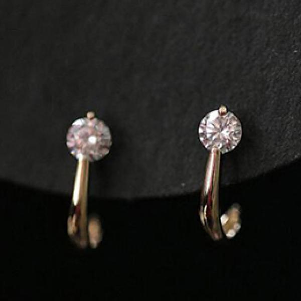 925 Sterling Silver Zircon Arc14K Stud Earrings Punk Jewelry