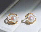 Natural Fresh Water Pearl Stud Earrings - 925 Sterling Silver