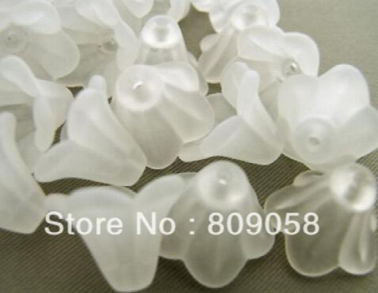 200pcs Lily Flower Frosted Acrylic Beads 14mmx10mm