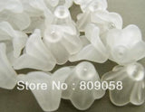 200pcs Lily Flower Frosted Acrylic Beads 14mmx10mm