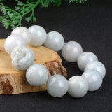 Natural Burmese Jadeite Light Green Buddha Bracelet