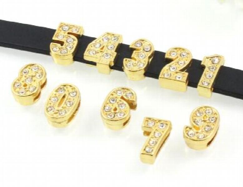 100pcs 8mm 0-9 Number Slide Charms for DIY Keychains Wristband