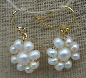Freshwater Pearl Flower Earrings S925 Sterling Silver Dangle Earring