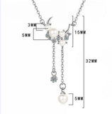 925 Silver Moon Necklace with Pearl Tassels for Women Choker Jewelry