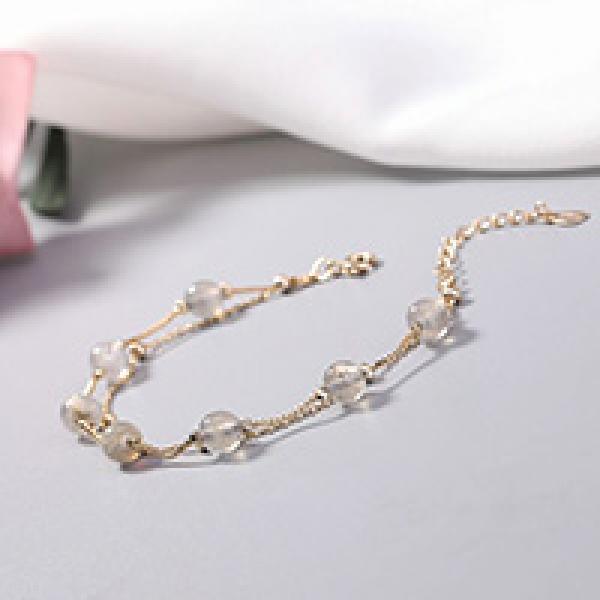 Double Strawberry Crystal Peach Blossom Boudoir Bracelet