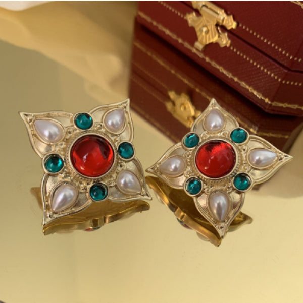 Retro Court Love Earrings Exagerrated Water Droplets S925 Silver Needle
