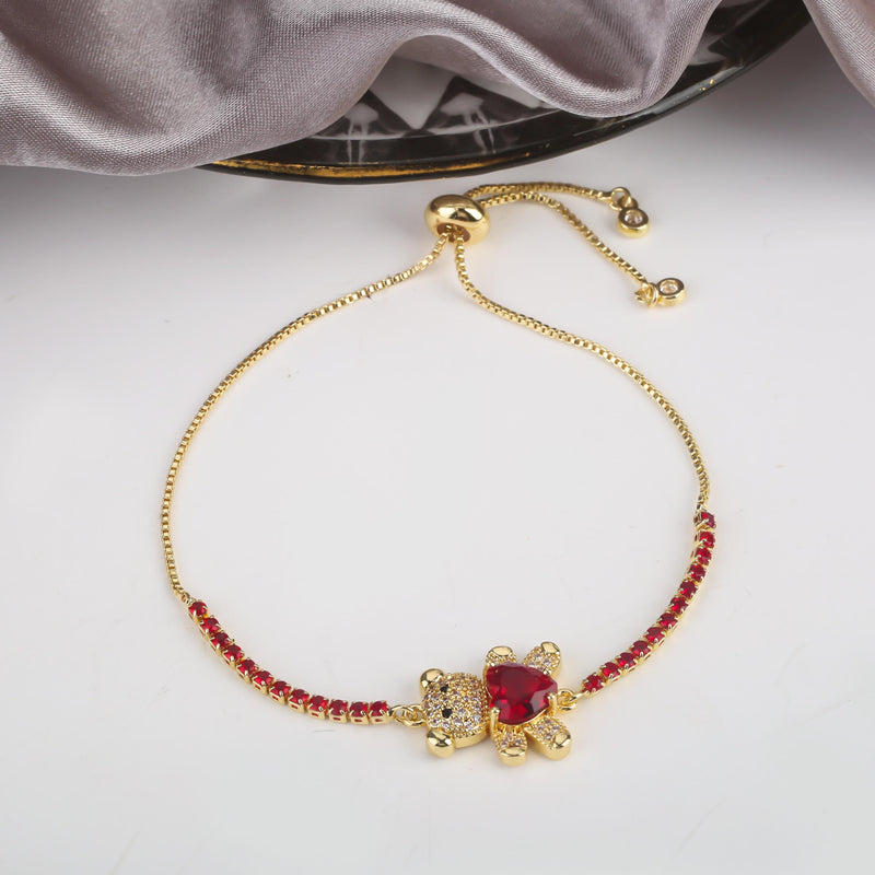 Teddy Bear Cz Crystal Bracelet for Women