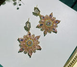 S925 Silver Petal Zircon Crystal Earrings DIY Accessories