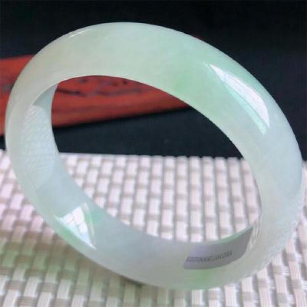Zheru Jewelry Natural Light Burmese Jadeite 54mm-64mm Bracelet
