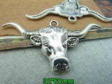 Vintage Silver Ox Head Charms Pendant 32*60mm 18 pcs