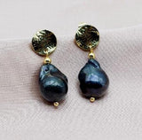 Baroque Vintage Round Natural Pearl Earrings Sterling Silver Hook