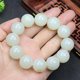 Zheru Hetian Jade Round Bead Bracelet