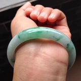 Natural Burmese Jadeite Light Green Flower Bracelet Princess Jewelry