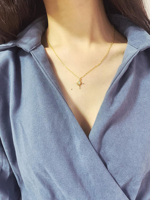 925 Sterling Silver Star Necklace Cross Chain Luxary Vintage Girls Bulk Jewelry