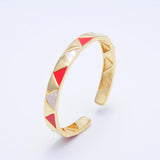 Women's Triangle Plaid Charm Bracelet with Artificial Stone in Gold