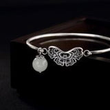 Natural Hetian Jade Butterfly Carving Bracelet Retro Charm Women's Jewelry