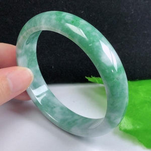 Zheru Jewelry Natural Green Myanmar Jade 54mm-62mm Bracelet