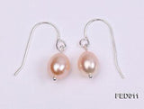Pink Freshwater Pearl Dangle Earrings 925 Sterling Silver Hooks