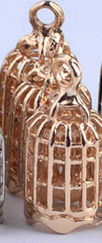 50pcs Mini Hollow Bird Cage Charm Necklace Pendant DIY Jewelry