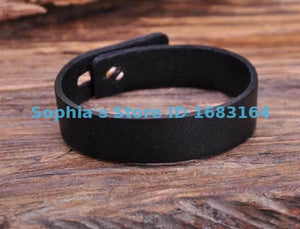 Retro Plain Leather Wristband Bracelet Cuff Men