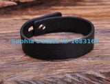 Retro Plain Leather Wristband Bracelet Cuff Men