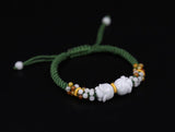 Hand-Woven Safety Buckle Jadeite Bracelet - Adjustable Natural Jadeite Bracelet