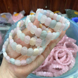 Natural Morganite Stone Beads Bracelet Gemstone Bangle for Woman Gift