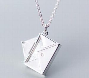925 Silver Envelope Pendant Necklace Romantic Jewelry Gift