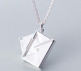 925 Silver Envelope Pendant Necklace Romantic Jewelry Gift