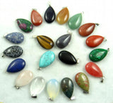 Teardrop Quartz Crystal Turquoise Tiger Eye Pendant Set
