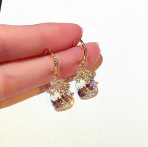 Zircon Flower Earrings for Women Dress Party Jewelry