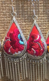 Miao Silver Plated Embroidered Dangle Jewelry