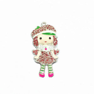 10pcs Strawberry Girl Rhinestone Pendants For Kids Necklace Making